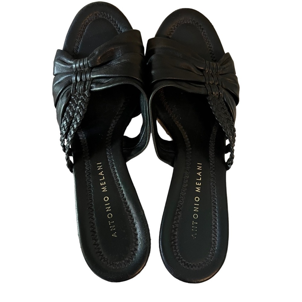 Antonio Melani Womens Sandals Black Knotted Slide Wedge Espadrille Open Toe US 7 - Picture 6 of 8